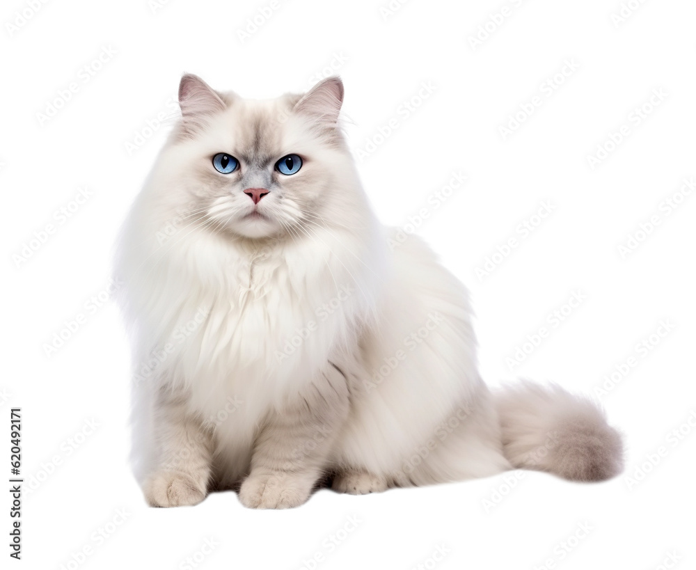 Cute Ragdoll cat isolated on transparent background. Cute Ragdoll cat isolated on transparent background.