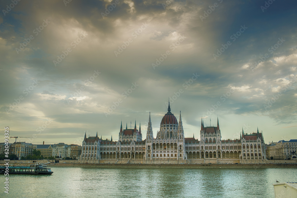 Fototapeta premium Hungarian parliament building shot from the oppposite side of the Danube River.