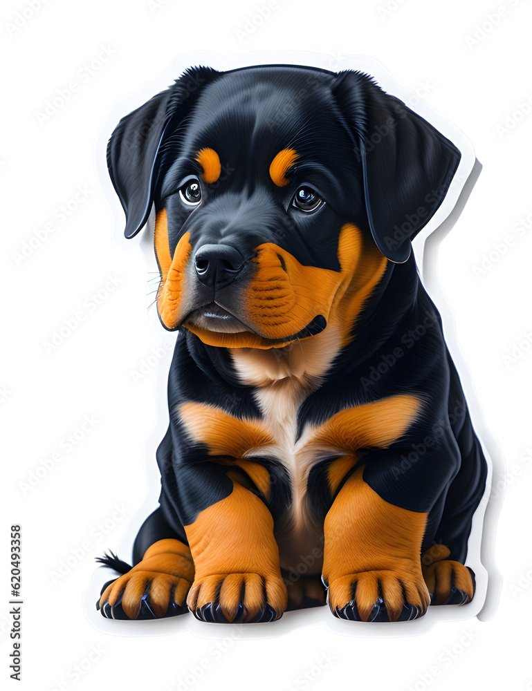 Fototapeta premium Sticker Puppy Rottweiler transparent background, Generative AI