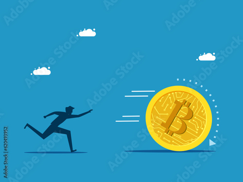 Businessman chasing digital coin vector © Nastudio