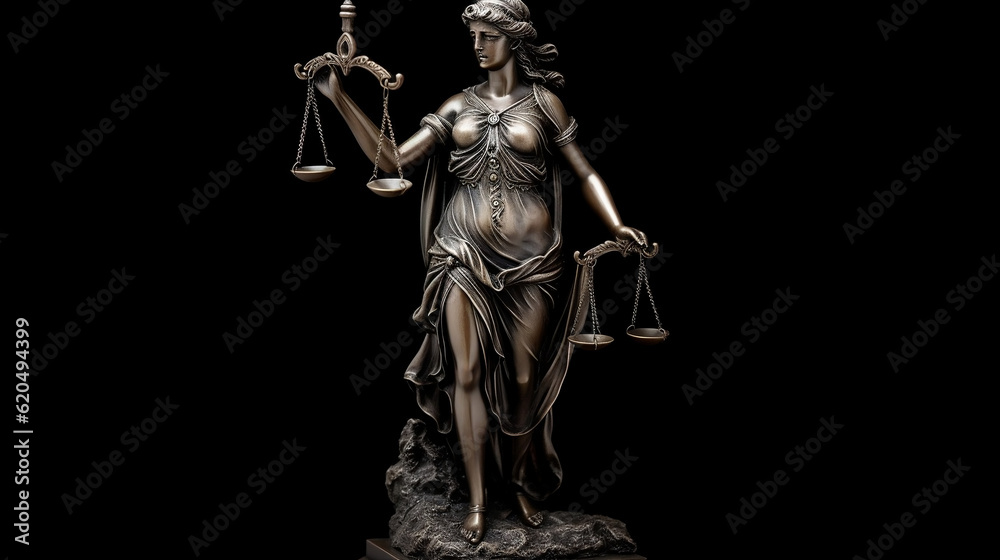 Themis statue, symbol of law and justice, holding scales and blindfolded, representing balance and impartiality. It symbolizes the legal system, ethics, and civil rights., Generative Ai Themis statue, symbol of law and justice, holding scales and blindfolded, representing balance and impartiality. It symbolizes the legal system, ethics, and civil rights., Generative Ai