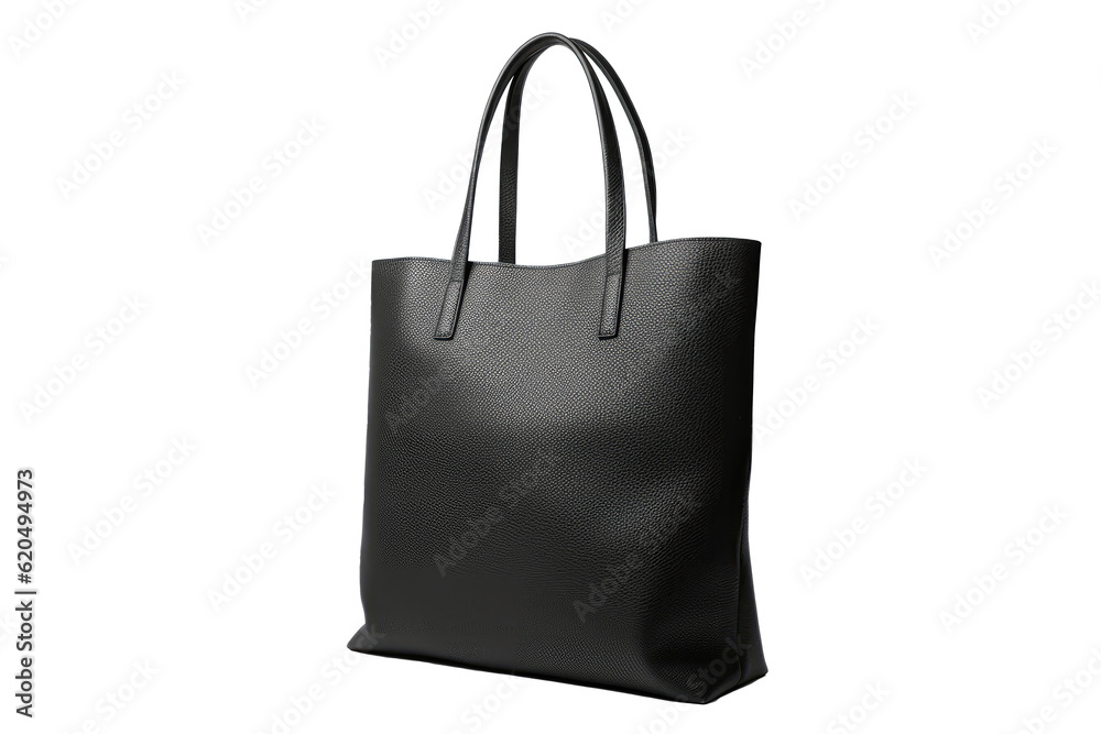 Black Tote Bag On Isolated Transparent Background, Png. Generative AI Black Tote Bag On Isolated Transparent Background, Png. Generative AI
