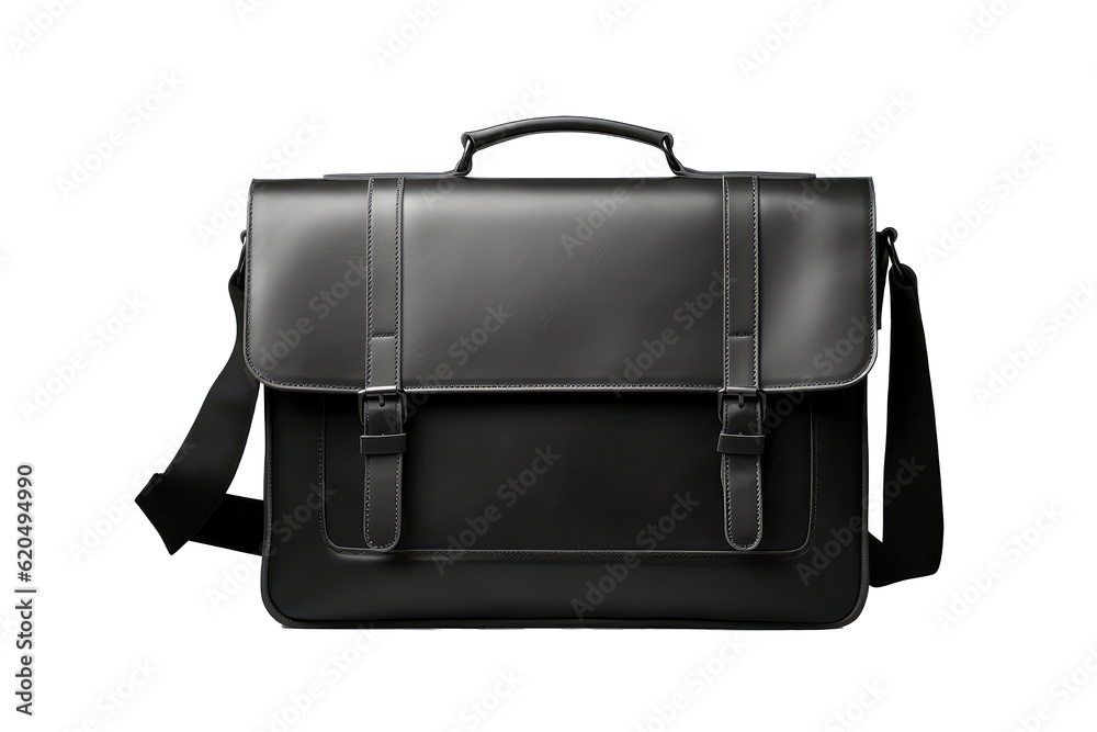 Black Messenger Bag On Isolated Transparent Background, Png. Generative AI Black Messenger Bag On Isolated Transparent Background, Png. Generative AI