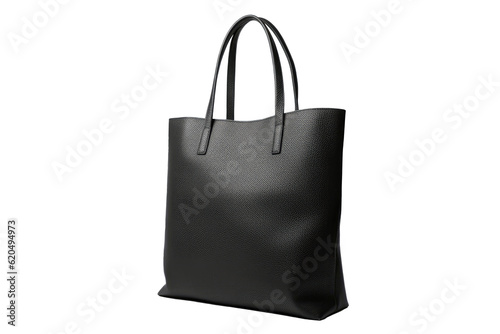 Black Tote Bag On Isolated Transparent Background, Png. Generative AI