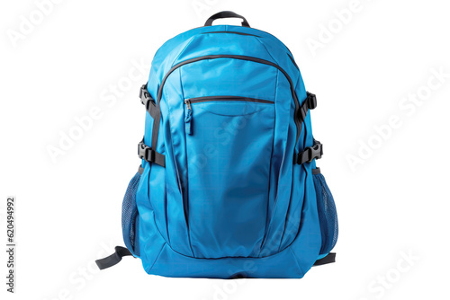 Blue Backpack On Isolated Transparent Background, Png. Generative AI
