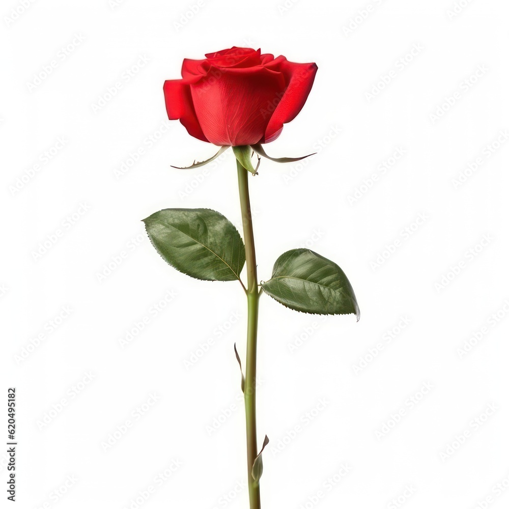 single red rose stem isolated on white background with copy space single red rose stem isolated on white background with copy space