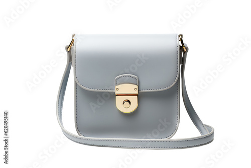 Grey Crossbody Bag On Isolated Transparent Background, Png. Generative AI photo