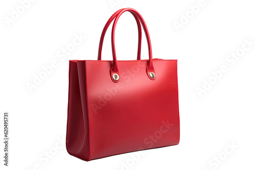 Red Tote Bag On Isolated Transparent Background, Png. Generative AI