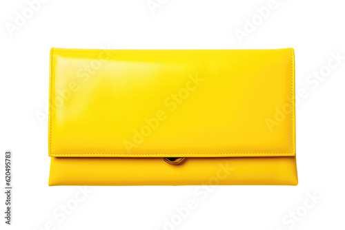 Yellow Clutch On Isolated Transparent Background, Png. Generative AI