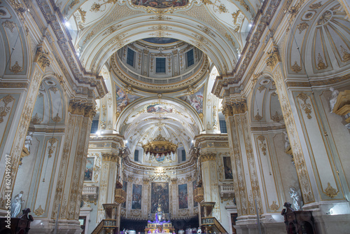 Columns with dome inside of Sant'Alessandro Cathedral in Upper Town Citta Alta in Bergamo