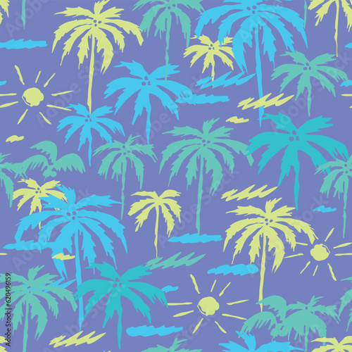 Sunny Beach. Decorative seamless pattern. Repeating background. Tileable wallpaper print.