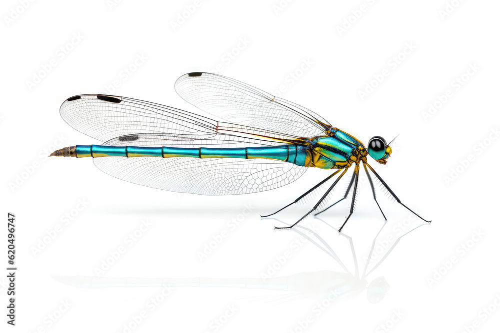 Damselfly On White Background. Generative AI Damselfly On White Background. Generative AI