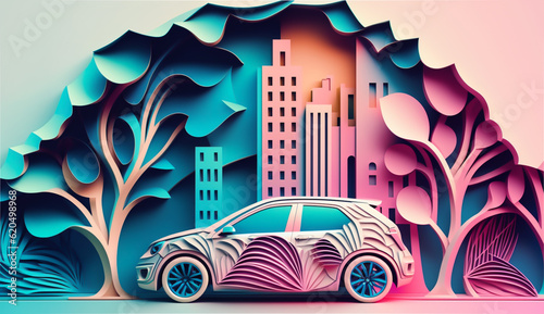 Reduce air pollution by driving an eco-friendly car. Electric vehicle runs on renewable energy and emits no harmful emissions, helping to create a cleaner, healthier urban environment. generative ai.