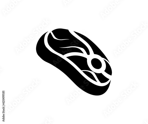 Round beef steak flat icon design. Grilling, grill, meat, barbecue and bbq, butchery shop, restaurant vector design and illustration.
