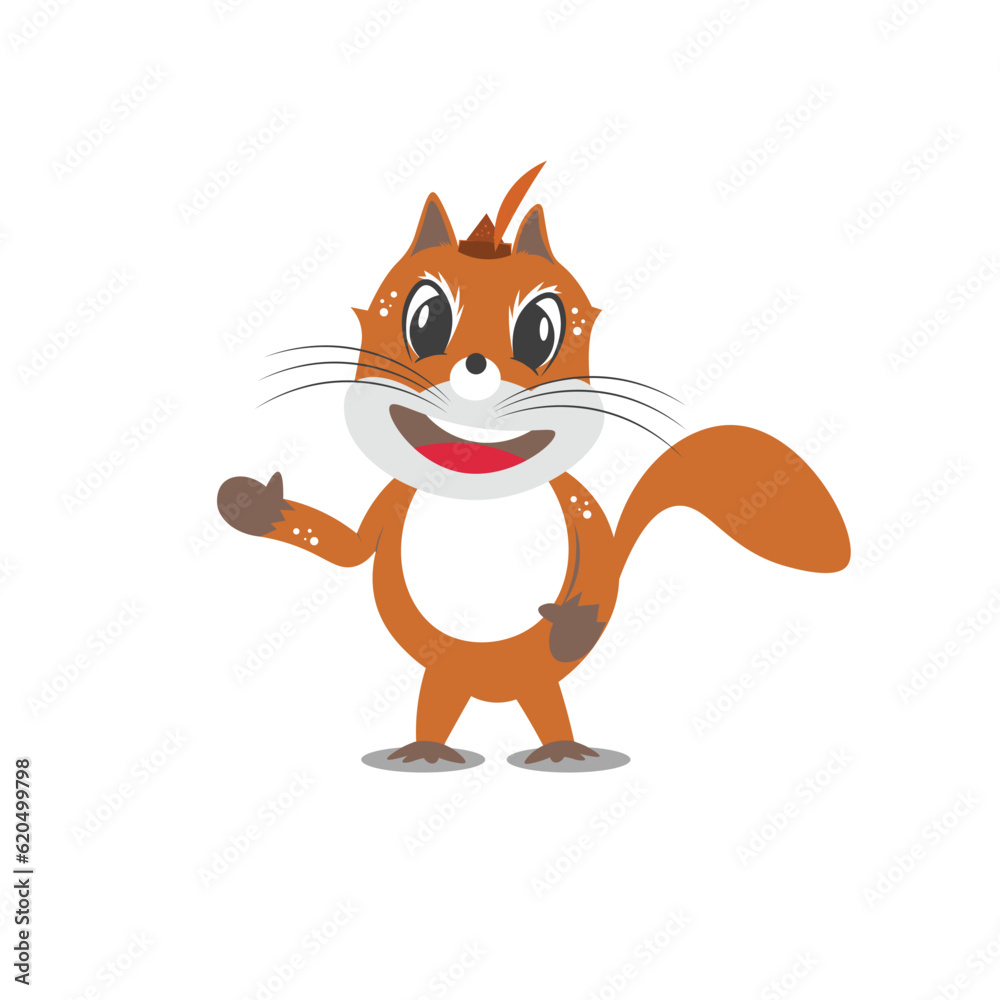 Obraz premium Cheerful squirrel mascot vector illustration