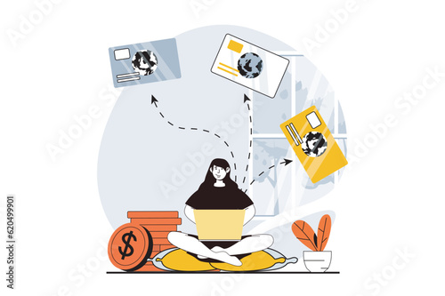 Employee hiring process concept with people scene in flat design for web. Man work as headhunter and searching best applicants resume. Vector illustration for social media banner, marketing material.