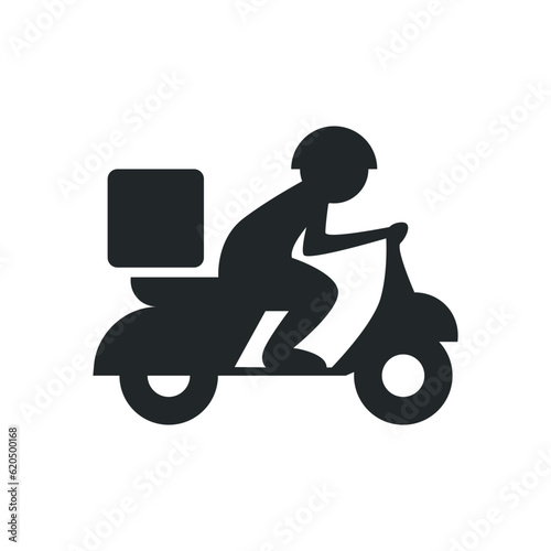 The man is riding a scooter. delivery icon