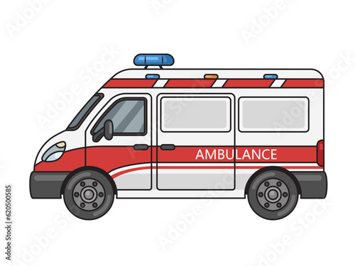 ambulance medical car schematic vector illustration. Medical science educational illustration