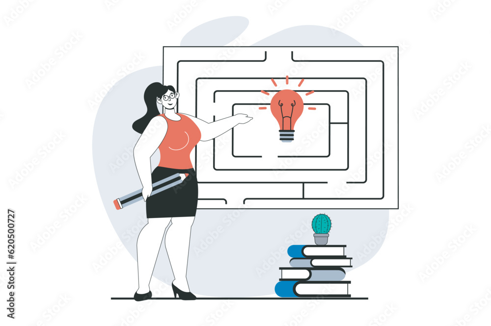 Finding solution concept with people scene in flat design for web ...