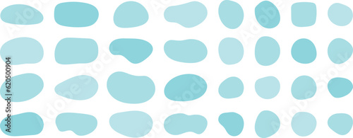 ゆるいフレームセット 抽象的 シェイプ かわいい 流動体 青 水色 