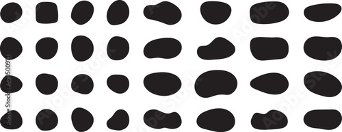 ゆるいフレームセット　抽象的　シェイプ かわいい　流動体　黒