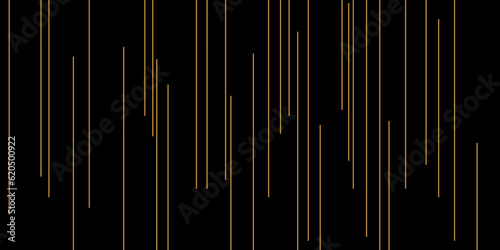 Abstract background with lines. Golden lines on black paper. Line wavy abstract vector background