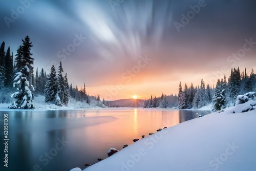 sunrise over the snowy mountains © Pretty Panda