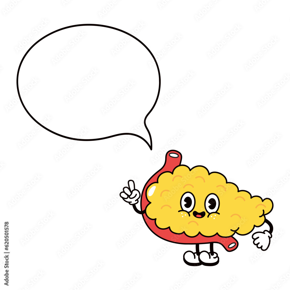 Bladder with speech bubble character. Vector hand drawn traditional cartoon vintage, retro, kawaii character illustration icon. Isolated white background. Bladder character Bladder with speech bubble character. Vector hand drawn traditional cartoon vintage, retro, kawaii character illustration icon. Isolated white background. Bladder character