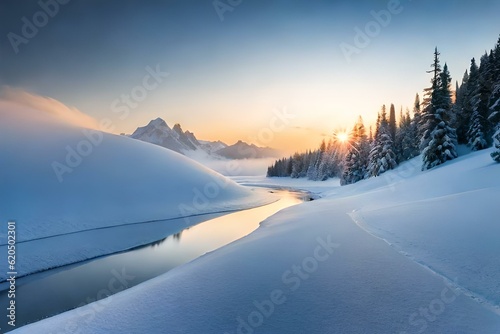 winter sunset in the mountains © Pretty Panda