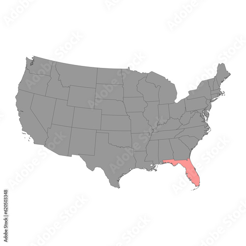 Florida state map. Vector illustration.