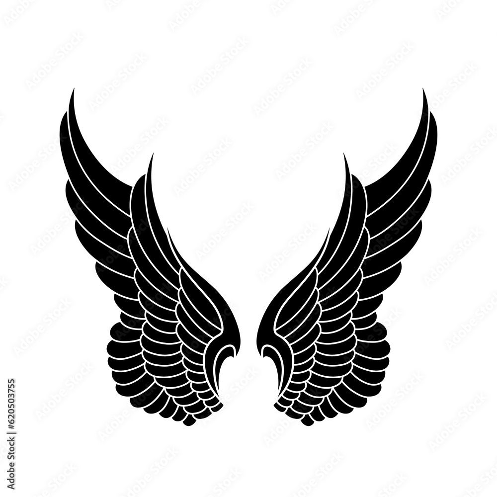 Fototapeta premium vector silhouette angel wings logo