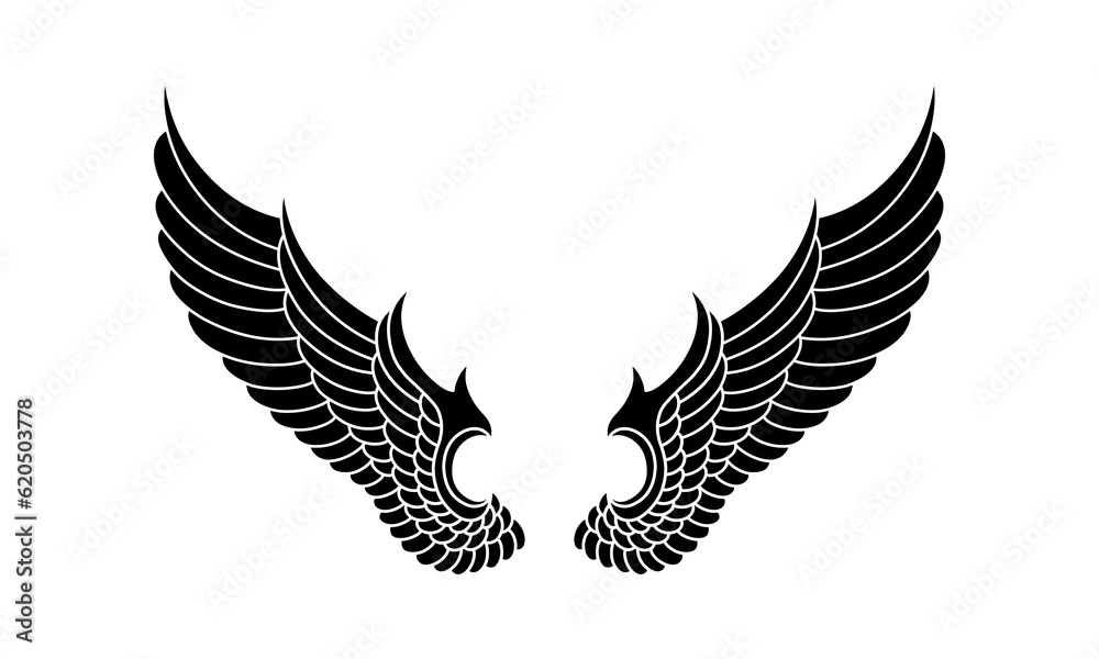 Obraz premium vector silhouette angel wings logo