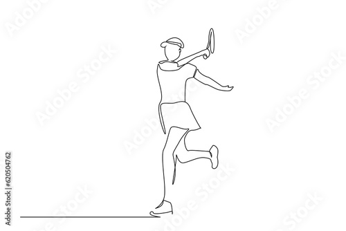 young girl child playing tennis sport holding racket shooting activity lifestyle line art