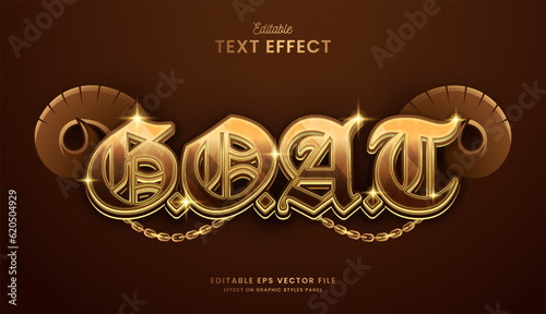 decorative golden goat color editable text effect vector design