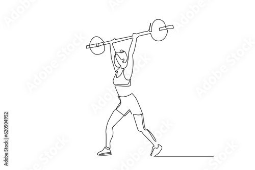 beautiful fit young woman lifting barbell sportsman lifestyle line art