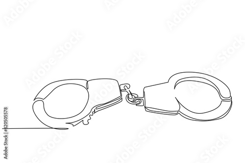 police handcuffs object one single line art