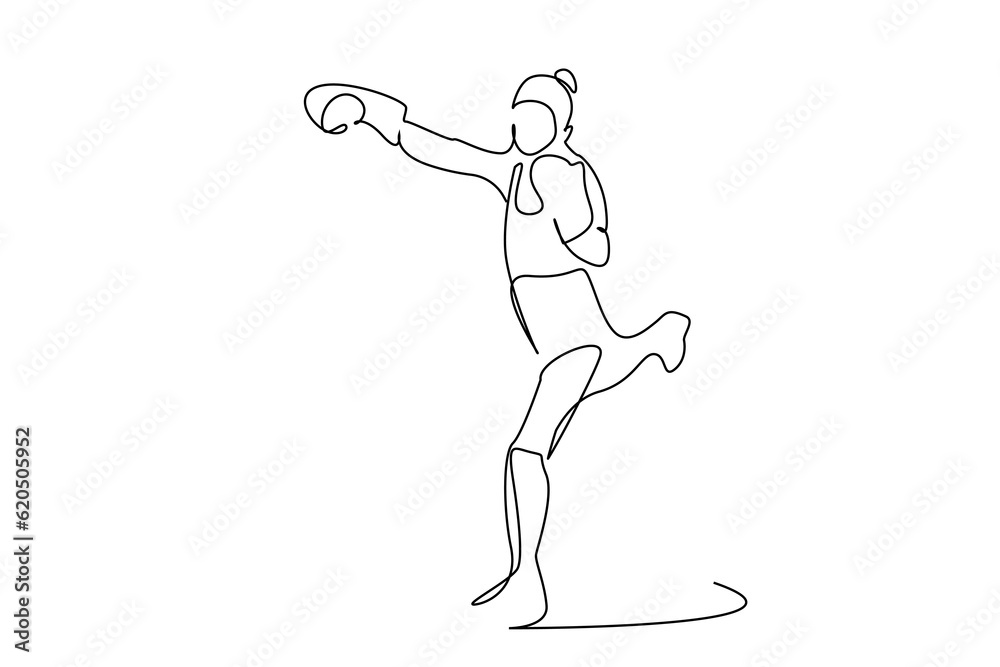 young person boxing sport training sport lifestyle line art