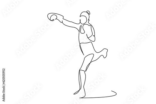 young person boxing sport training sport lifestyle line art