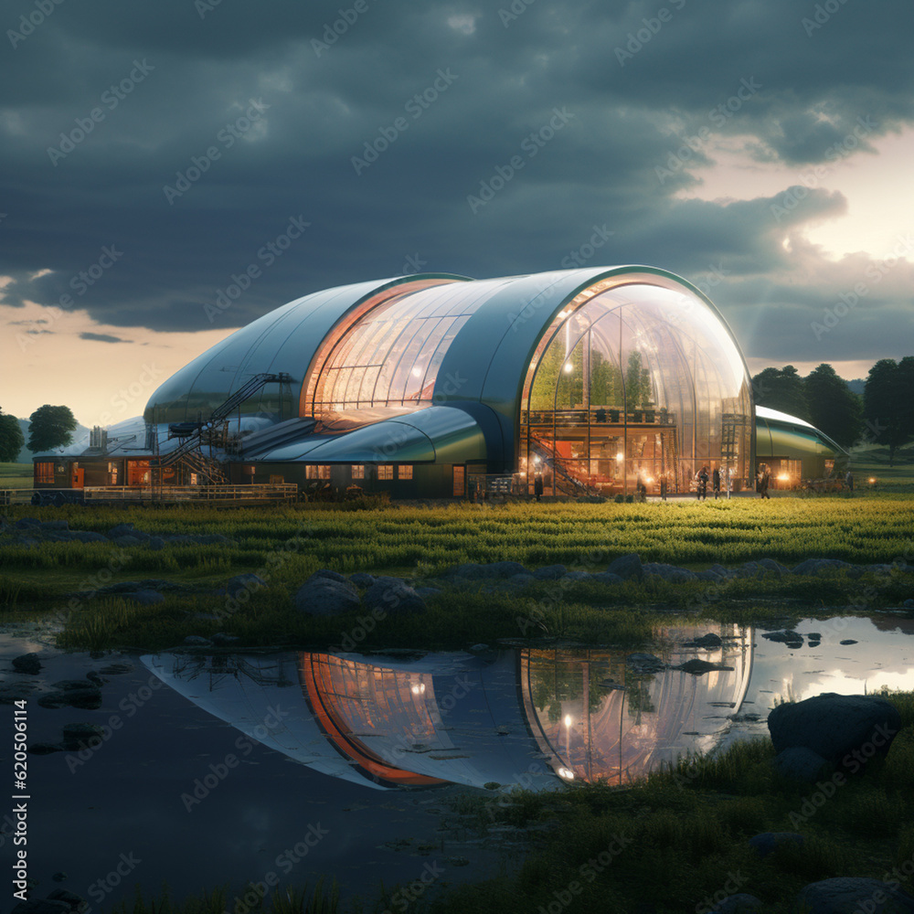 Obraz premium Biosphere architecture for the future Generative AI