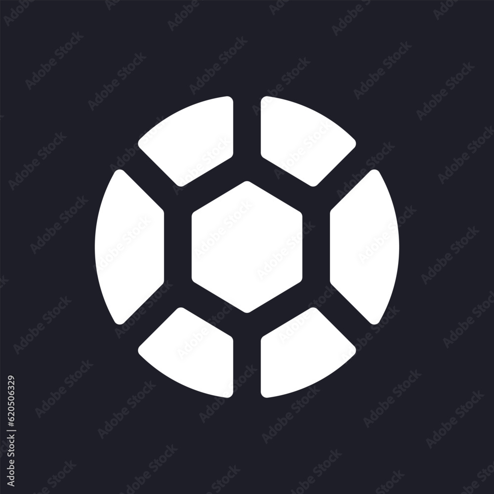 Football club dark mode glyph ui icon. Popular team game. Soccer match. User interface design. White silhouette symbol on black space. Solid pictogram for web, mobile. Vector isolated illustration