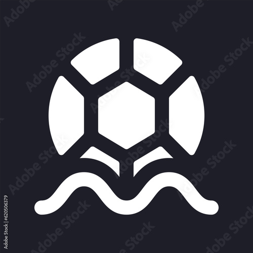 Ball for water polo dark mode glyph ui icon. Sports competition. User interface design. White silhouette symbol on black space. Solid pictogram for web, mobile. Vector isolated illustration
