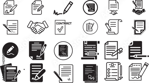 Pen signing a contract icon with signature, paper symbol isolated for graphic and web design.