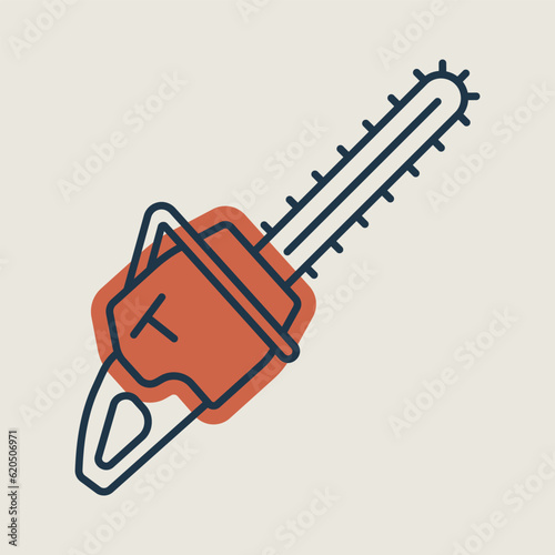 Garden chainsaw isolated vector icon