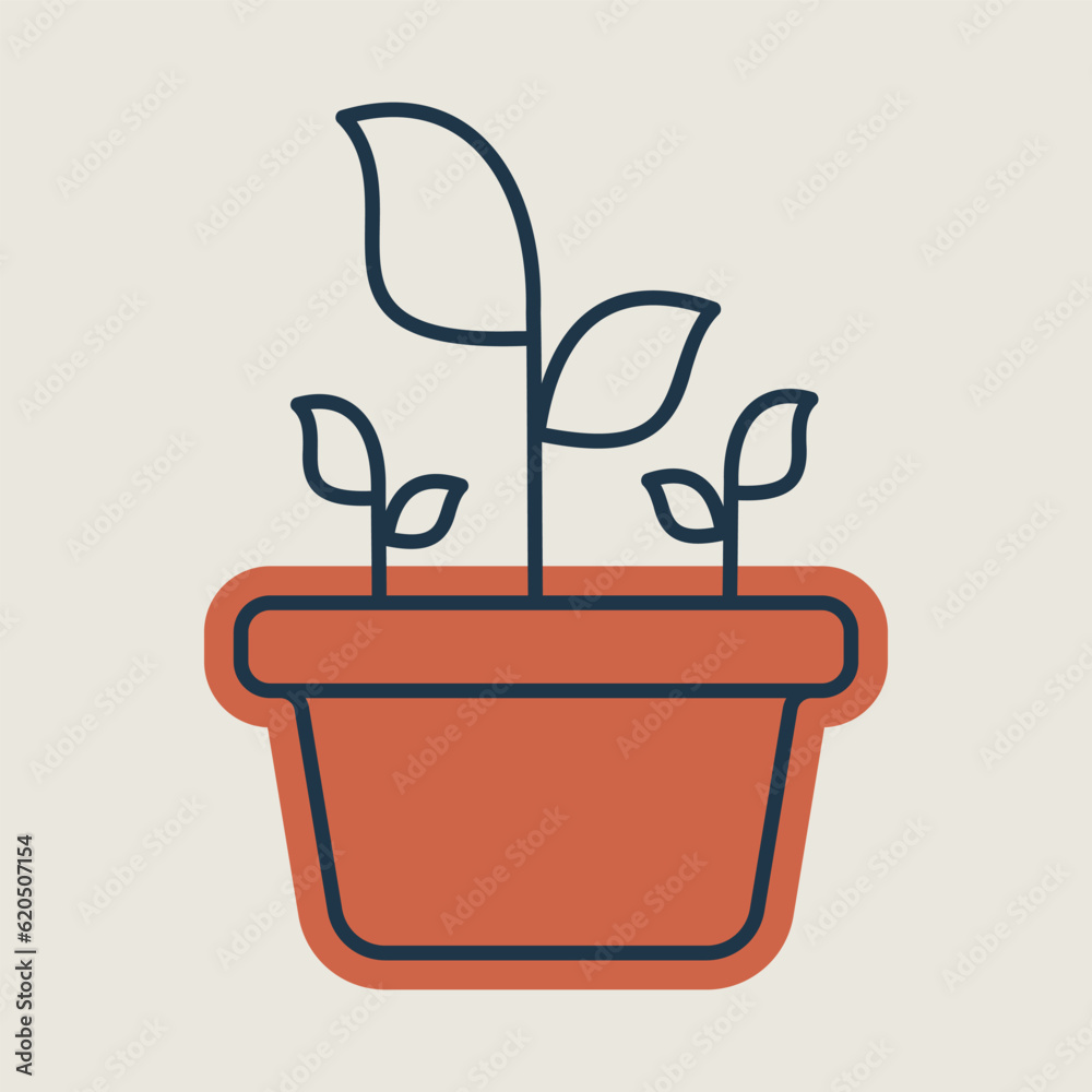 Plant in the pot isolated vector icon Plant in the pot isolated vector icon