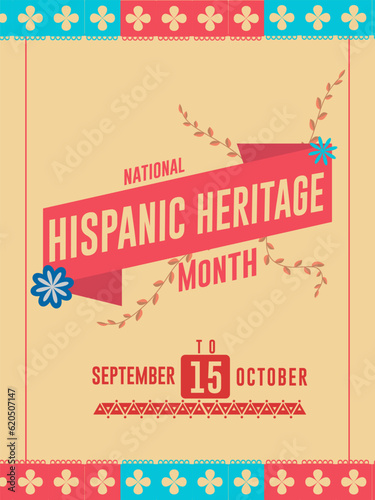 National Hispanic heritage month September to October Hispanic and Latino Americans culture concept. Poster design  Vector illustration.