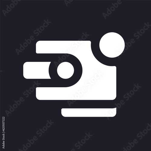 Notification from digital wallet dark mode glyph ui icon. Online payment. User interface design. White silhouette symbol on black space. Solid pictogram for web, mobile. Vector isolated illustration
