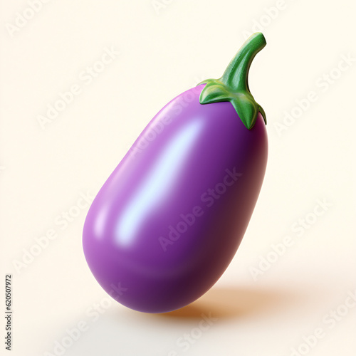 3d rendering of eggplant, healthy food icon