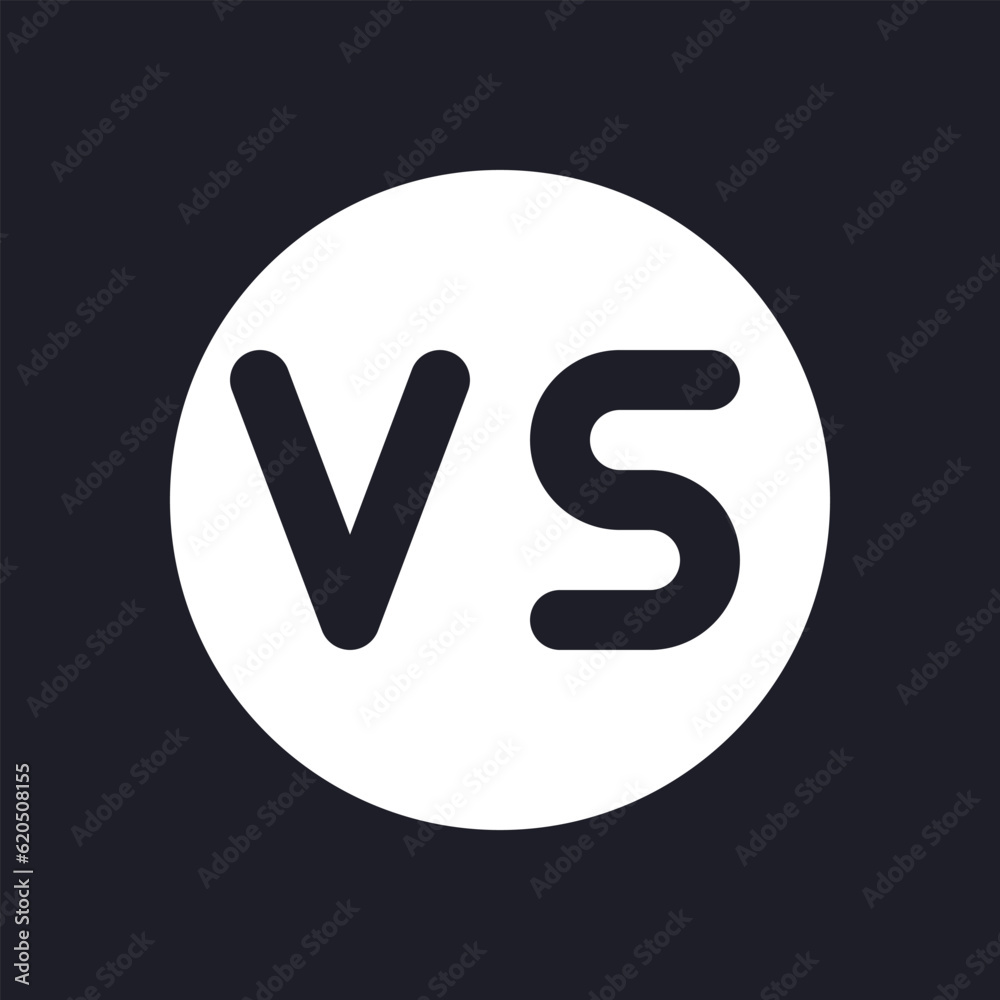 Versus button dark mode glyph ui icon. Comparison options. User interface design. White silhouette symbol on black space. Solid pictogram for web, mobile. Vector isolated illustration Versus button dark mode glyph ui icon. Comparison options. User interface design. White silhouette symbol on black space. Solid pictogram for web, mobile. Vector isolated illustration