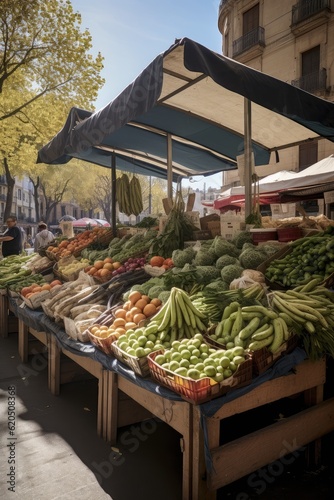 outdoor market in spain selling vegetables