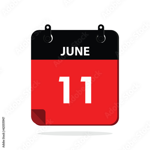 calender icon, 11 june icon with white background